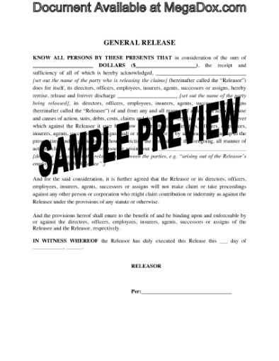 Picture of General Release of a Company by Another Company