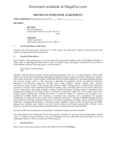 Picture of Michigan Land Purchase Agreement
