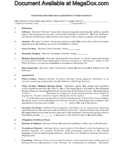 International Software Distribution Agreement