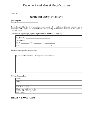 Florida Notice of Commencement