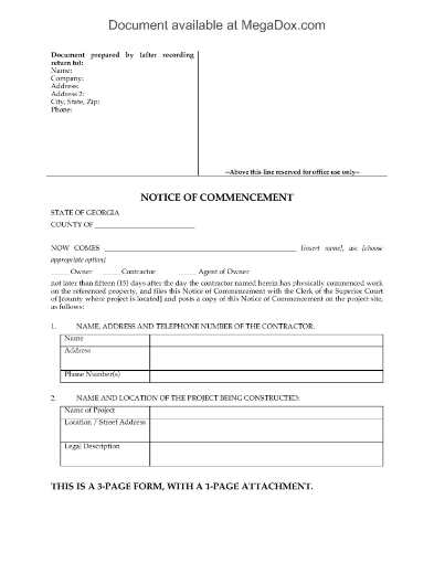 Georgia Notice of Commencement