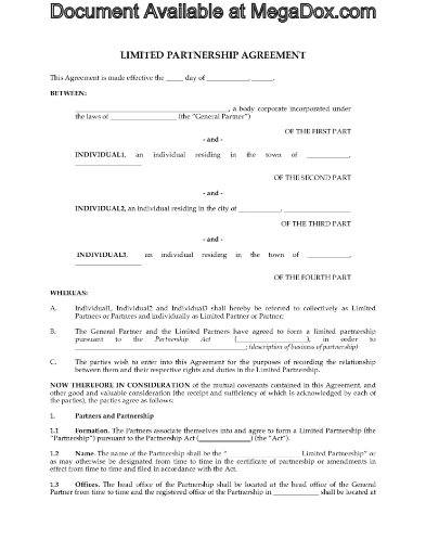 Canada Limited Partnership Agreement