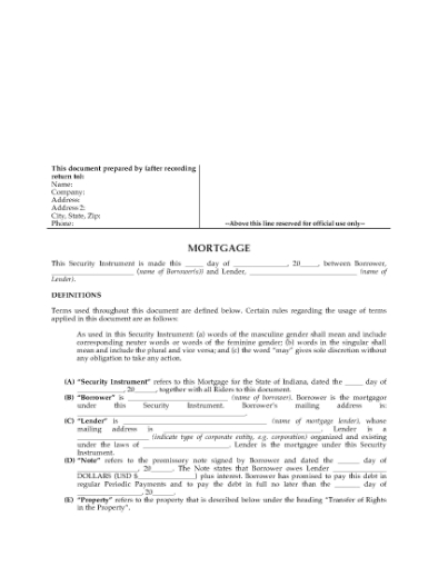 Picture of Indiana Fixed Rate Mortgage