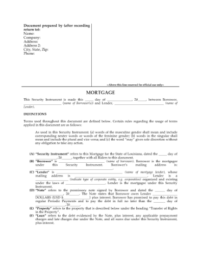 Picture of Louisiana Fixed Rate Mortgage