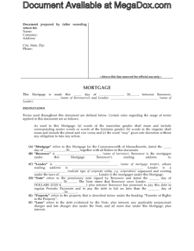 Picture of Massachusetts Residential Mortgage