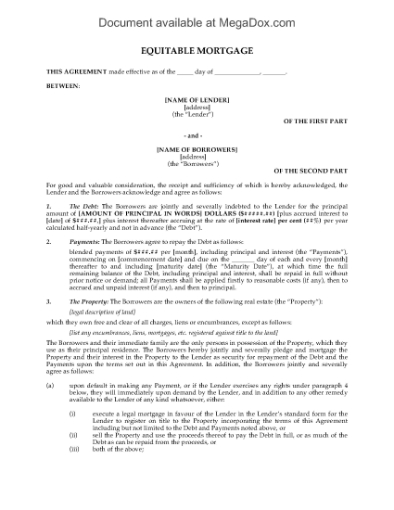 Picture of Ontario Equitable Mortgage