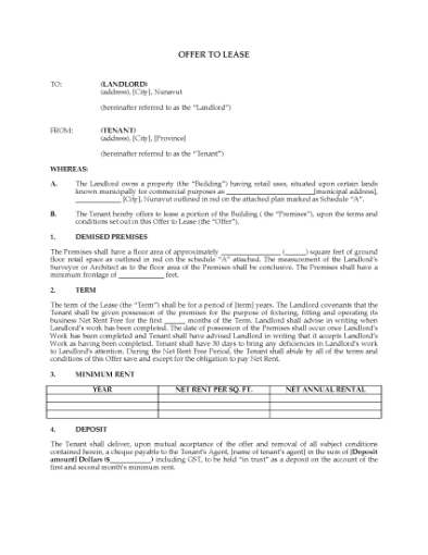 Picture of Nunavut Offer to Lease Commercial Premises