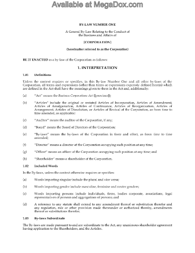 package of minute book forms to organize a Canadian business corporation