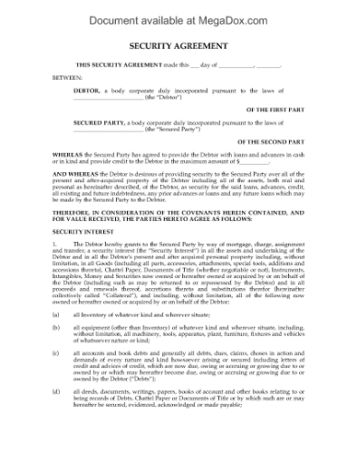 Picture of General Security Agreement | Canada