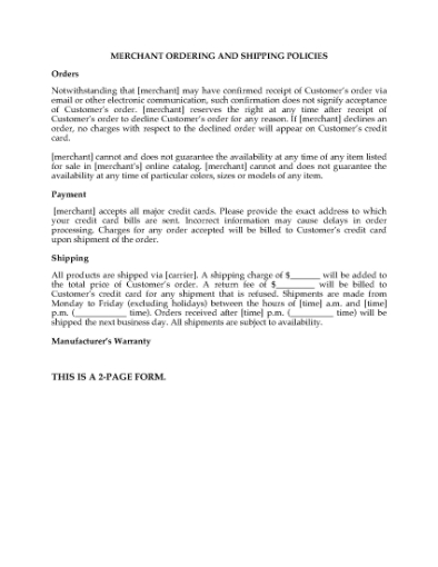 Picture of Merchant Website Policies and Disclaimers