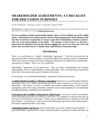 Picture of Shareholder Agreement Guide | Canada