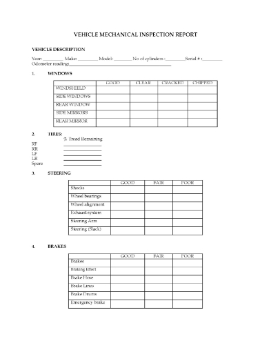 Vehicle Mechanical Inspection Report