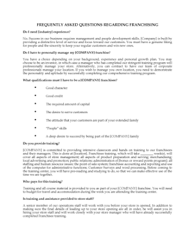 Picture of Frequently Asked Questions About Franchising