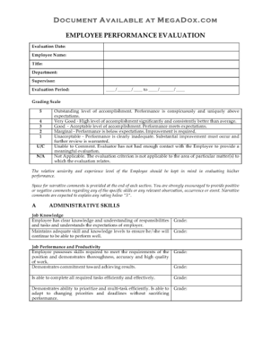 Picture of Employee Performance Review Evaluation Form