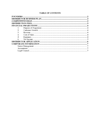 Distributor Information Package
