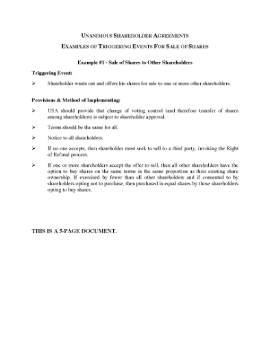 Picture of Triggering Events for Share Sales in Shareholder Agreements