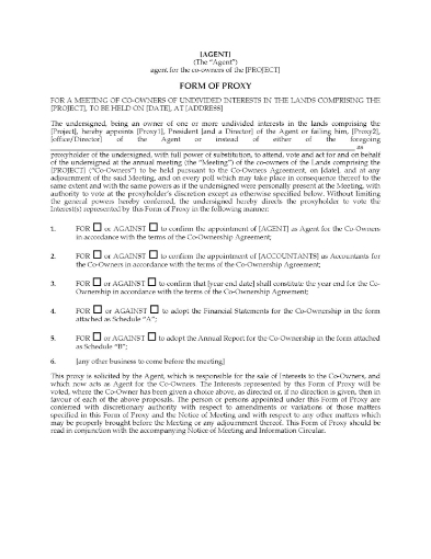 Alberta Meeting of Co-Owners Package