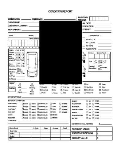 Picture of Vehicle Auction Condition Report for Minivan