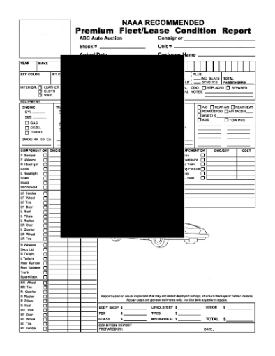 Picture of Premium Fleet / Lease Condition Report for Automobile