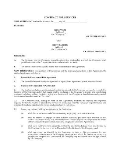 Picture of Investor Relations Manager Services Contract | Canada