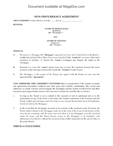 Alberta Non-Disturbance Agreement