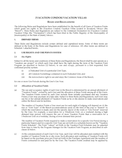 Picture of Rules and Regulations for Use of Vacation Condo | Mexico