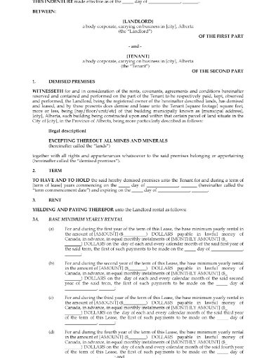 Alberta Commercial Triple Net Lease Agreement