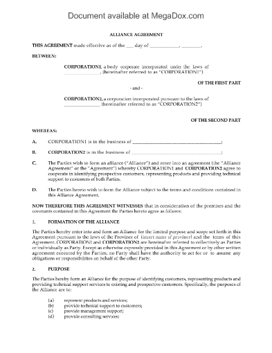 Canada Business Alliance Agreement