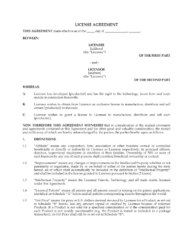 Exclusive Patent License for Manufacturing