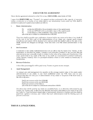 Executor Fee Agreement