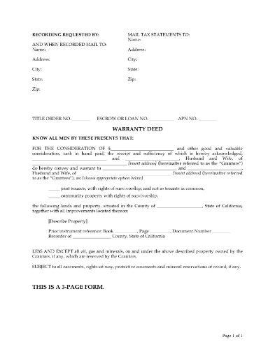 California General Warranty Deed for Joint Owners