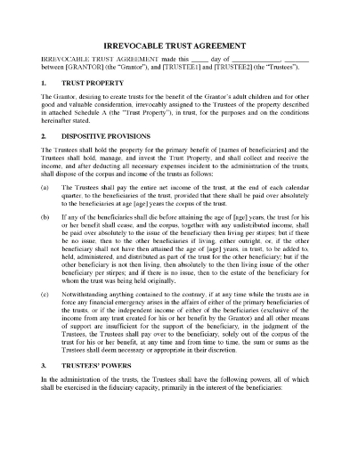 USA Irrevocable Trust Declaration