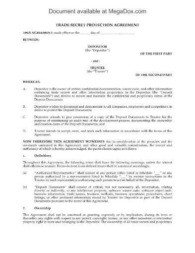 USA Trade Secret Deposit Agreement