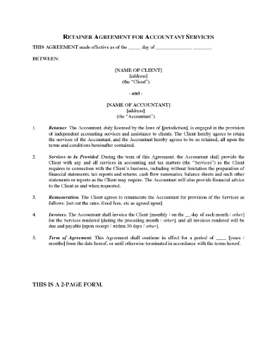 Retainer Agreement for Accounting Services