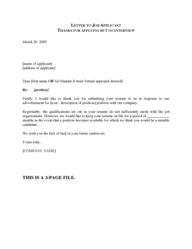 Picture of Letters to Unsuccessful Job Candidates