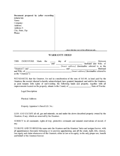 Florida General Warranty Deed for Joint Owners