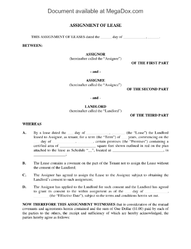 Assignment of Commercial Lease by Tenant