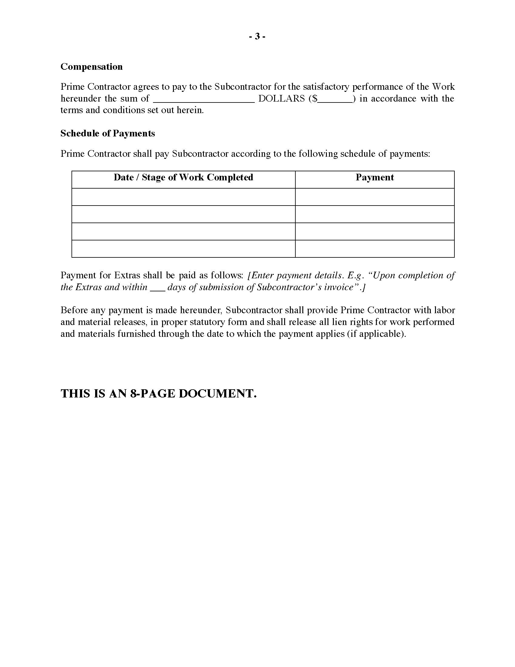 united states subcontractor agreement | MegaDox.com