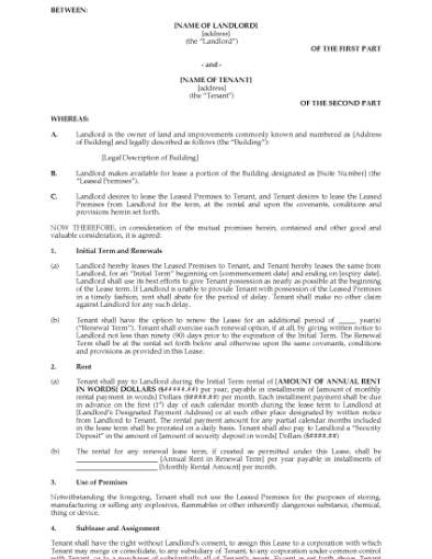 Picture of Illinois Commercial Lease Agreement
