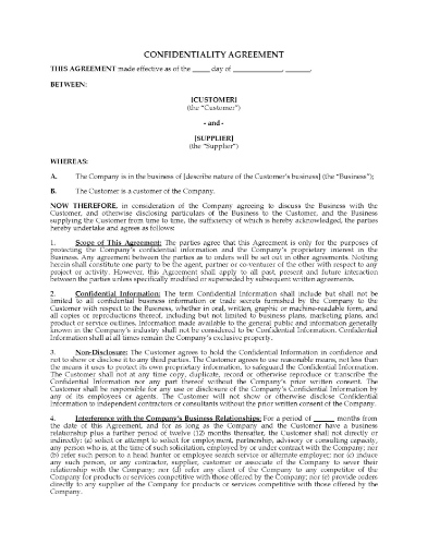Picture of Customer Confidentiality Agreement