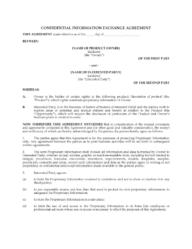 Confidentiality Agreement for distributors