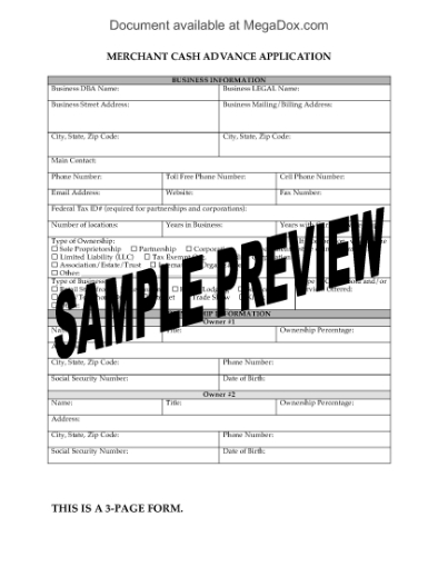 Picture of Merchant Cash Advance Application Form | USA