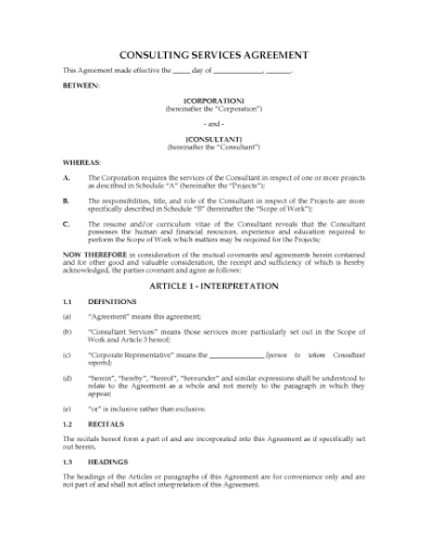 Picture of Consulting Services Contract | USA