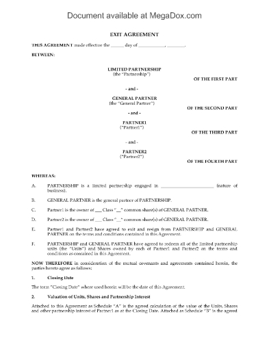 Alberta Partnership Exit Agreement