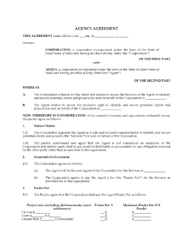 Agreement to hire agent to gain access to foreign markets