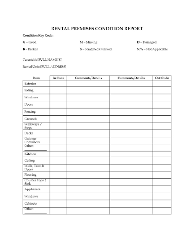 Newfoundland move-in move-out premises condition checklist form
