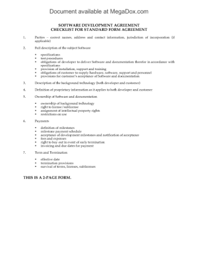 Picture of Software Development Agreement Checklist