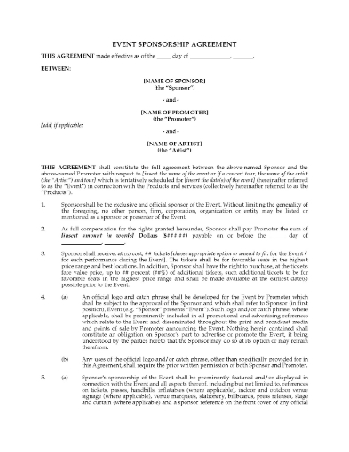 Exclusive Event Sponsorship Agreement