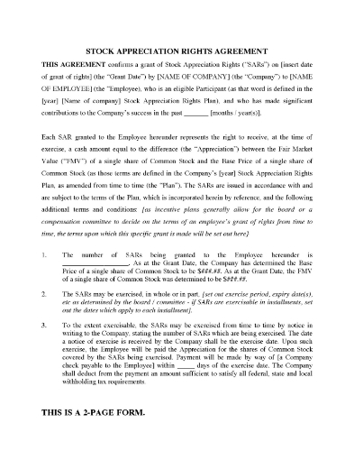 USA Stock Appreciation Rights Agreement