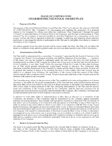 USA Restricted Stock Award Plan